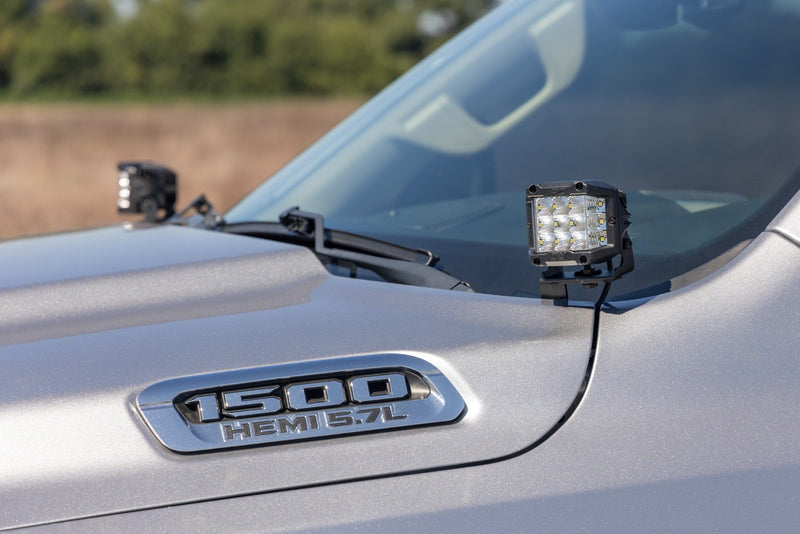 LED Light Kit | Ditch Mount | 2" Black Pair | White DRL | Ram 1500 (19-26)