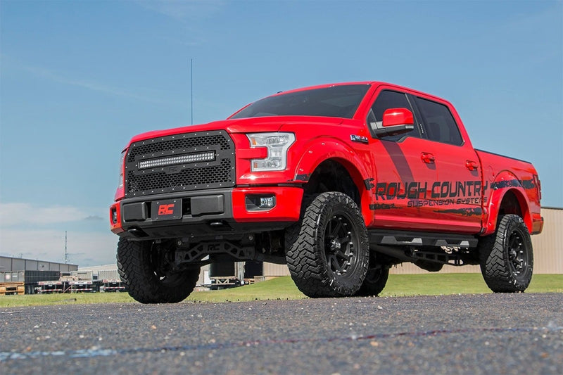 Rough Country 30 Inch Black Series LED Light Bar | Curved | Dual Row | Cool White DRL