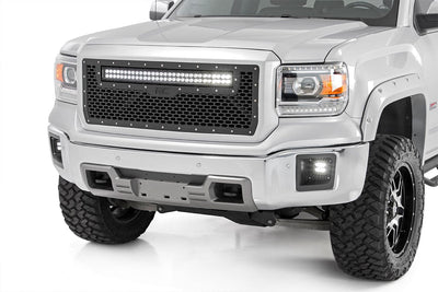 Rough Country 30 Inch Black Series LED Light Bar | Curved | Dual Row | Amber DRL