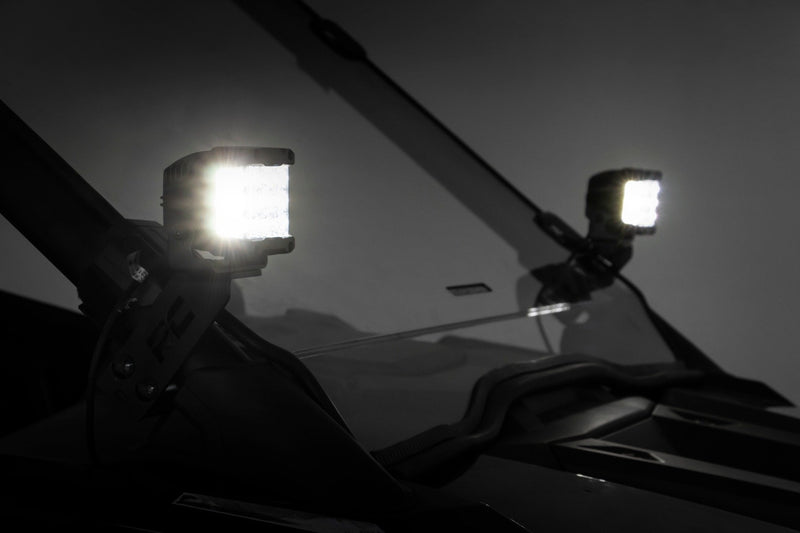 LED Light Kit | "A" Pillar Mount | 2" Chrome Pair | Wide Angle | Polaris RZR PRO XP