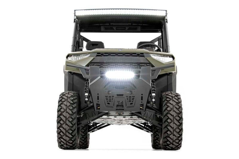 LED Light Kit | Bumper Mount | 12" Black Single Row | White DRL | Polaris Ranger XP 1000