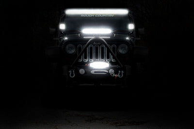 Rough Country 50 Inch Black Series LED Light Bar | Dual Row | Amber DRL