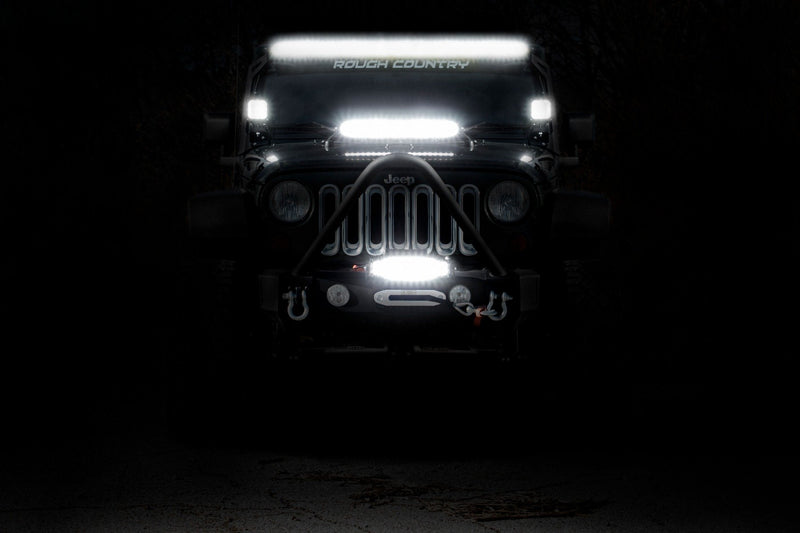 Rough Country 50 Inch Black Series LED Light Bar | Dual Row | Amber DRL