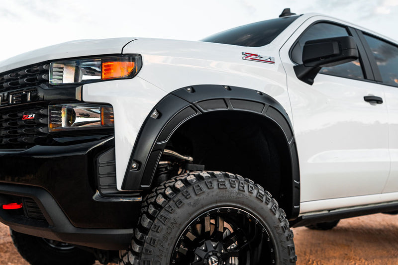 Rough Country Fender Flares | Defender | GE0 Oakwood | Chevy Silverado 1500 2WD/4WD (2019-2026 & Refresh)