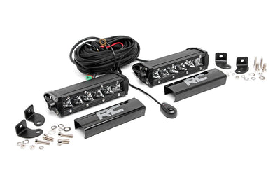 Rough Country 6 Inch Chrome Series LED Light Bar | Single Row | Pair