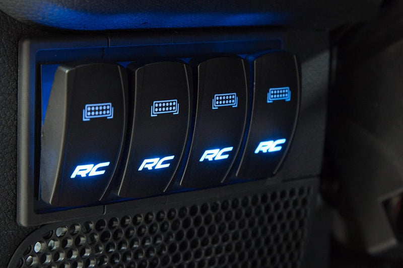 Rough Country Rocker Switch | 2x1 with Logo | Blue Back Light