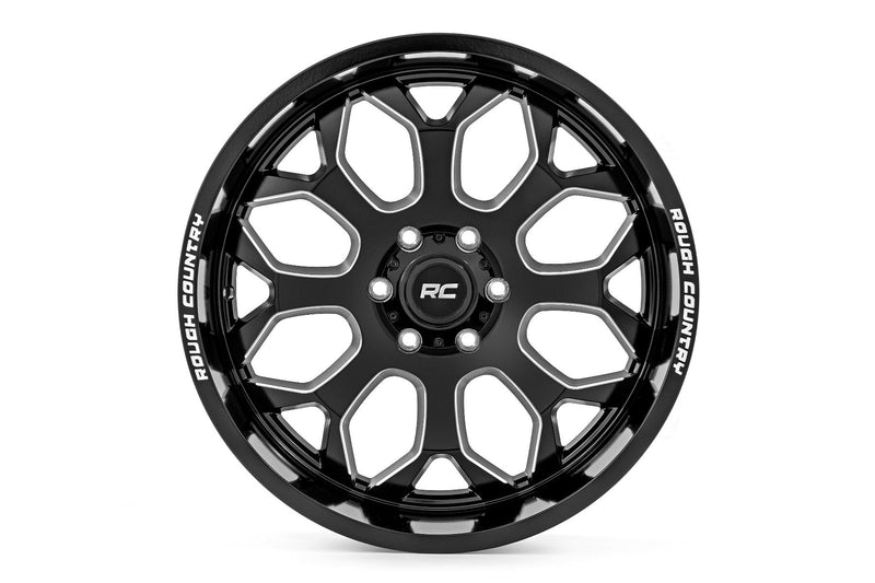 Rough Country 96 Series Wheel | One-Piece | Gloss Black | 20x10 | 6x5.5 | -19mm