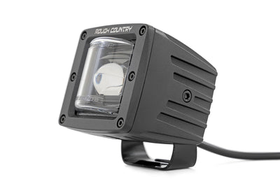 Rough Country 2 Inch Black Series LED Light Pods | SAE Fog | Yellow