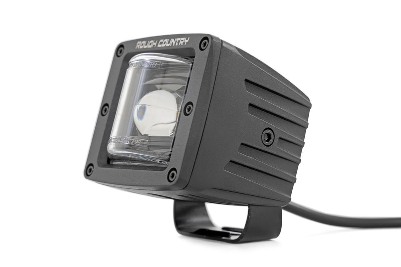 Rough Country 2 Inch Black Series LED Light Pods | SAE Fog | Yellow