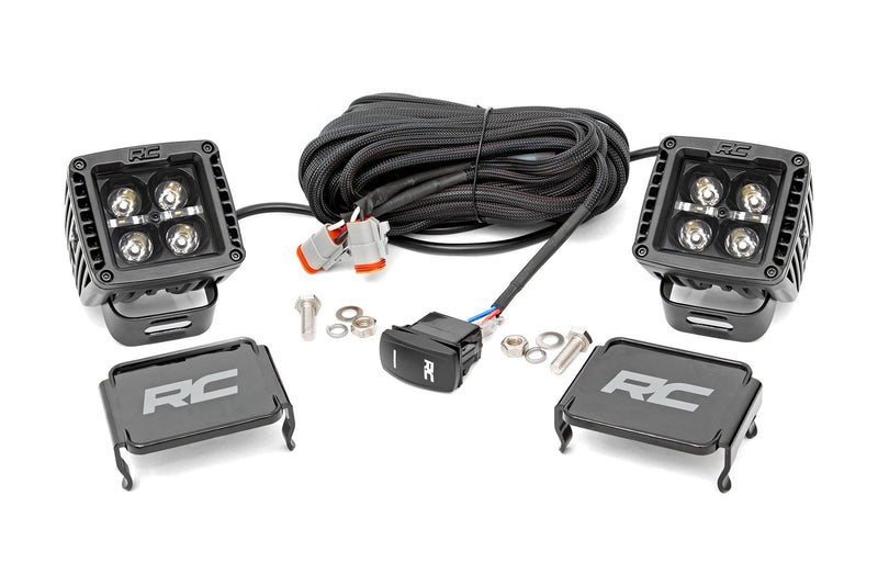 Rough Country 2 Inch Black Series LED Light Pods | Spot | Square |  Amber DRL