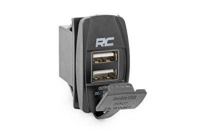 Rough Country USB Switch Insert | 2x1 with Logo | Blue Back Light