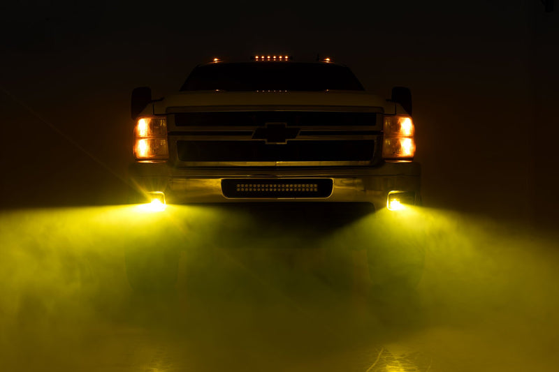 Rough Country 2 Inch Black Series LED Light Pods | SAE Fog | Yellow