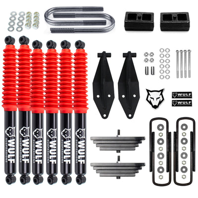 2.8" Front 2" Rear Lift Kit w/ Dual WULF Shock Kit For 1999-2004 Ford F350 4X4