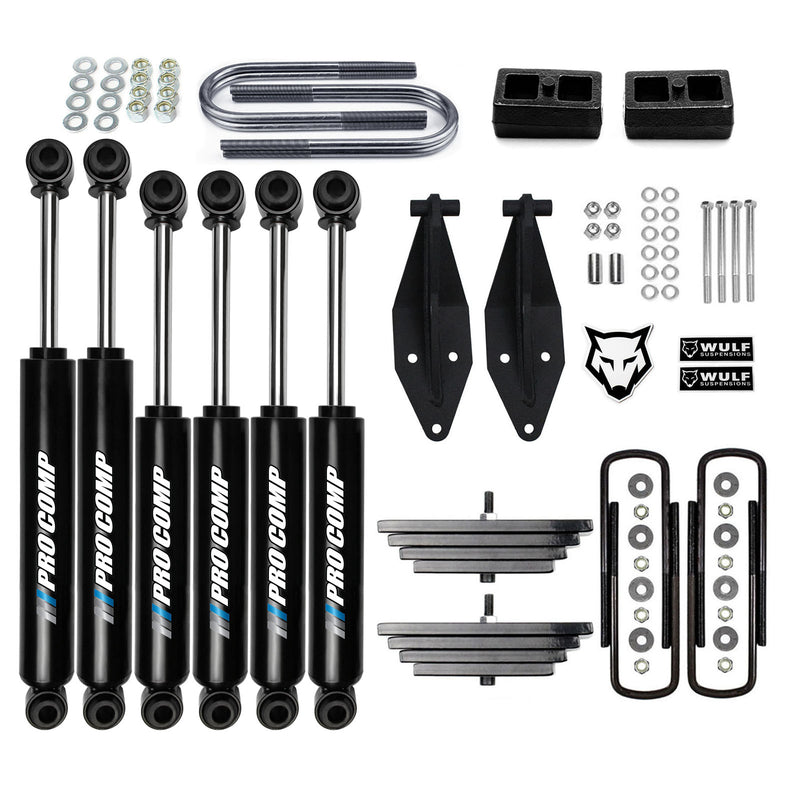 2.8" Front 2" Rear Lift Kit +Dual Pro Comp Shock Kit For 1999-2004 Ford F250 4X4