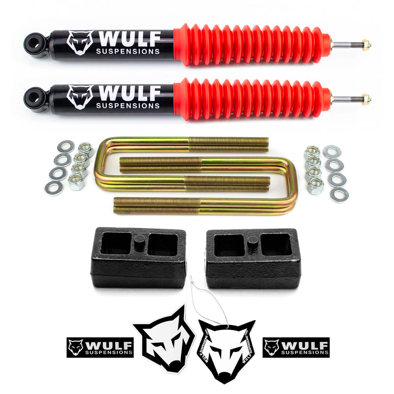 2" Rear Lift Blocks Lift Kit w/ WULF Shocks For 1999-2006 Toyota Tundra 2WD 4X4