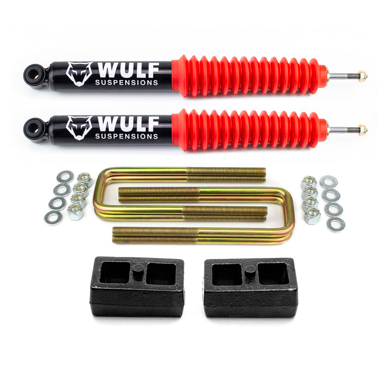 2" Rear Lift Blocks Lift Kit w/ WULF Shocks For 1999-2006 Toyota Tundra 2WD 4X4