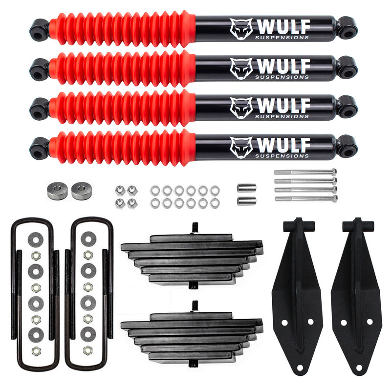 3" Front Mini Leaf Pack Lift Kit with WULF Shocks Fits 1999-2004 Ford F250 4X4