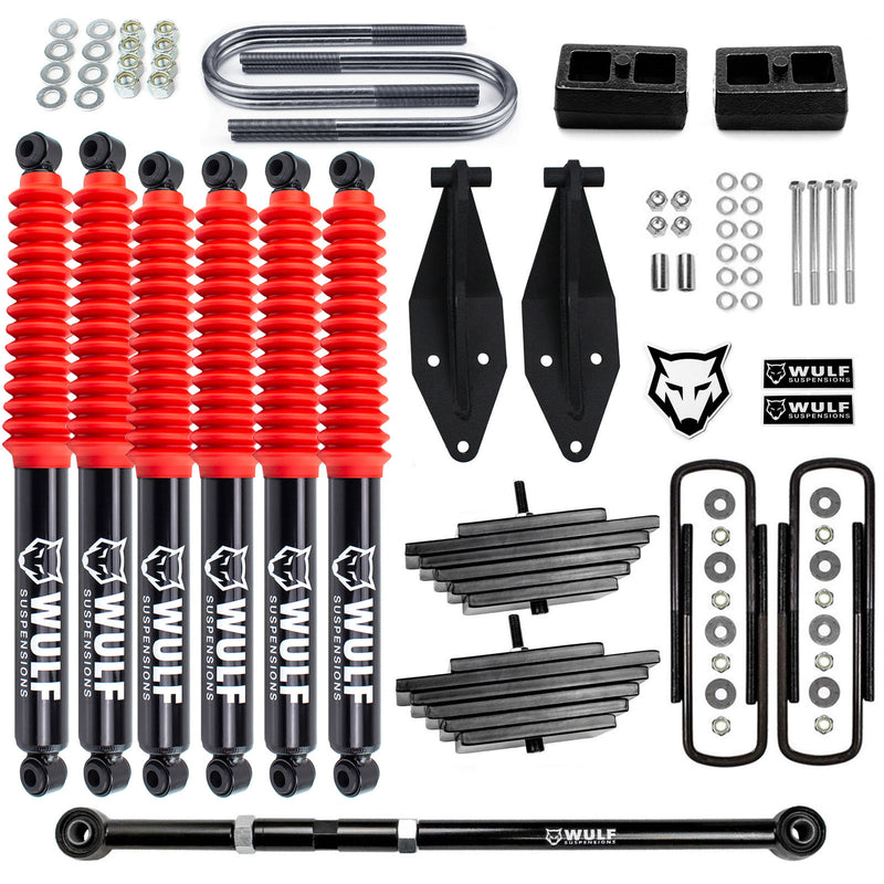 3" Front 2" Rear Lift Kit + Dual WULF Shock Kit For 2000-2005 Ford Excursion 4X4