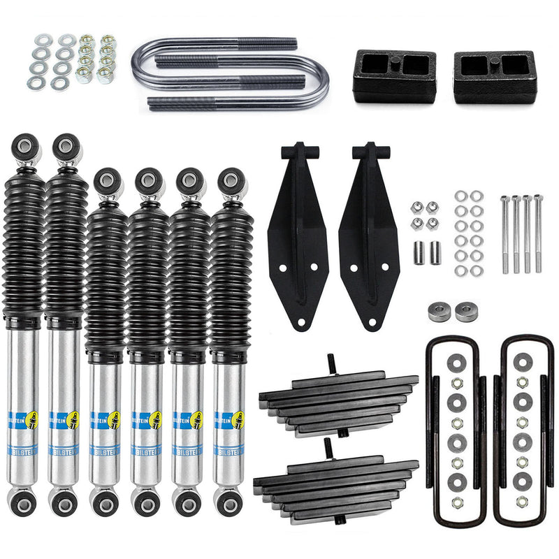 3" Front 2" Rear Lift Kit w/ Dual Bilstein Shock Kit For 1999-2004 Ford F350 4X4