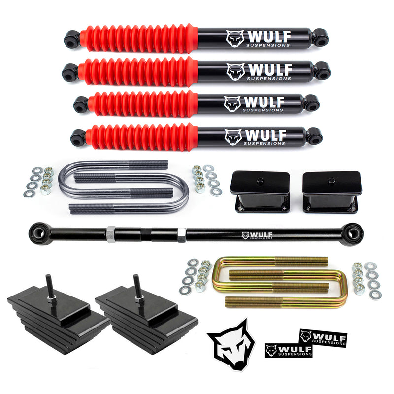 3.5" Front 3" Rear Lift Kit w/ WULF Shocks For Early 1999 Ford F250 F350 4X4