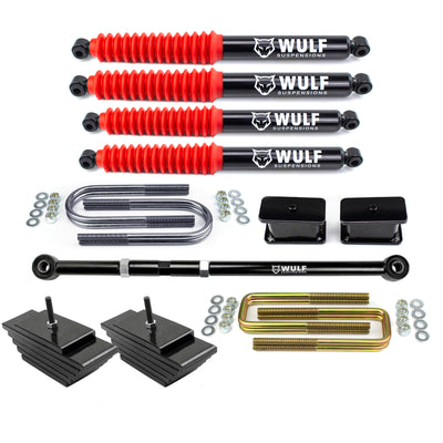3.5" Front 3" Rear Lift Kit w/ WULF Shocks For Early 1999 Ford F250 F350 4X4