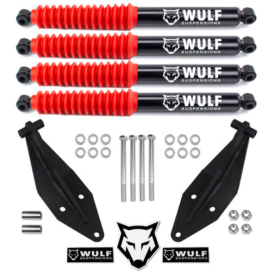Front Dual Shock Kit w/ WULF Shocks for 4" Lifts For 1999-2004 Ford F350 4X4 4WD