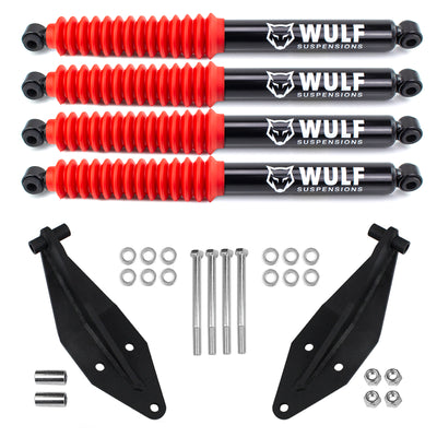 Front Dual Shock Kit w/ WULF Shocks for 6" Lifts For 1999-2004 Ford F250 4X4 4WD