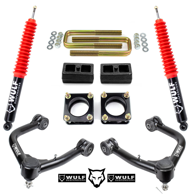 3" Front 2" Rear Leveling Lift Kit w/ WULF Shocks For 2007-2021 Toyota Tundra
